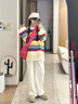 革曼孕婦裝秋裝2025新款時(shí)尚洋氣條紋針織上衣高級感秋冬毛衣兩件套裝 彩虹上衣 XL 曬單實(shí)拍圖
