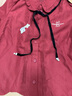 紫涵（ZIHAN）文藝娃娃領(lǐng)襯衫女撞色刺繡領(lǐng)結襯衣打底女裝百搭 復古紅 S 曬單實(shí)拍圖