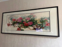 瑪朵維汀手工蘇繡富貴牡丹圖1-4絲橫版掛畫(huà)花開(kāi)富貴客廳臥室辦公室裝飾畫(huà) 畫(huà)芯尺寸160*60cm 帶框198*88cm 曬單實(shí)拍圖