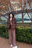 歌力思（ELLASSAY）秋冬新款美拉德針織領(lǐng)拼接鵝絨羽絨服女EWW344L02300 深棕色 M 曬單實(shí)拍圖