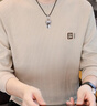 皮爾卡丹（pierre cardin）衛(wèi)衣男春秋季圓領(lǐng)套頭潮牌百搭長(zhǎng)袖T恤潮流上衣服 杏色 XL 曬單實(shí)拍圖