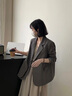 何佳功 小西裝外套女 韓版寬松休閑西服上衣2025秋季寬松單扣高級感西裝 灰色 M 【建議85-105斤】 曬單實(shí)拍圖