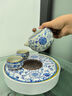 兮元記青花陶瓷儲水瀝水茶盤(pán)家用圓形小型托盤(pán)2025新款茶臺干泡臺 繁花陶瓷密胺圓茶盤(pán)-雅白 曬單實(shí)拍圖