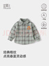 宜爽兒兒童襯衫春秋季男童翻領(lǐng)100棉長(cháng)袖上衣嬰兒襯衣 綠格    130    曬單實(shí)拍圖