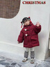 G.DUCKKIDS小黃鴨童裝女童棉服冬季新款加厚保暖女寶寶棉襖冬裝新年拜年服女 紅色【不含包包】 100 尺碼2~3歲【90-100cm】cm 曬單實(shí)拍圖