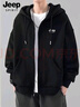 JEEP SPIRIT吉普衛衣男秋季開(kāi)衫外套男士連帽夾克長(cháng)袖上衣男黑色L 曬單實(shí)拍圖