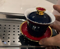 午間 當朝一品撞色陶瓷三才蓋碗茶杯功夫茶具介杯泡茶碗中式敬茶碗描金 當朝一品 蓋碗 曬單實(shí)拍圖