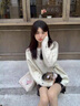 鳳蝶兒秋季針織衫女裝2025秋冬季新款日系可愛(ài)毛衣女學(xué)生針織外套上衣女 白色溫柔加厚針織衫 均碼 曬單實(shí)拍圖