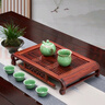 漢唐茶盤(pán)實(shí)木功夫茶具套裝茶臺黑紫檀實(shí)木儲水排水式托盤(pán)家用大號茶托 紅檀小雅致茶盤(pán)+福到瓷器6件套 曬單實(shí)拍圖