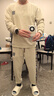啄木鳥(niǎo)（TUCANO）衛衣男套裝秋冬季寬松休閑運動(dòng)衣服褲子男士?jì)杉啄醒b 米色 XL 曬單實(shí)拍圖
