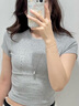 優(yōu)衣庫女裝圓領(lǐng)短T恤短袖迷你T修身百搭辣妹顯瘦打底新款474410 03 灰色 M /160/84A 曬單實(shí)拍圖