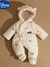 迪士尼（Disney）新生嬰兒衣服秋冬季棉服兔寶寶連體衣絨加厚套裝包腳外出抱衣冬裝 米色刺繡 兔子包腳 80cm (9-12月)加絨加厚包 曬單實(shí)拍圖