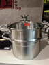 康巴赫蒸鍋304不銹鋼大容量湯鍋多功能蒸煮鍋具22cm復底燃氣電磁爐通用 曬單實(shí)拍圖