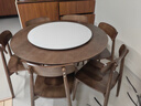 千鈺中古風(fēng)白蠟木全托板全實(shí)木帶轉盤(pán)家用餐桌小戶(hù)型餐廳法式圓形桌子 白蠟木圓桌【送轉盤(pán)實(shí)芯底座】+6實(shí)木靈芝椅 1.2米 曬單實(shí)拍圖