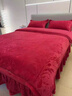 雅鹿床上用品牛奶絨床蓋四件套床裙款加厚夾棉花邊床單珊瑚絨法蘭絨冬 靈動(dòng)粉 （加厚款 一套重達10斤） 1.8m床 床蓋款 四件套-被套200*230cm 曬單實(shí)拍圖