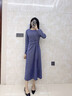 顏域設計感掐腰連衣裙女2025新款秋裝高級感長(cháng)袖過(guò)膝顯瘦氣質(zhì)長(cháng)裙 藍色 S 曬單實(shí)拍圖