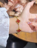 檸欒真金包銀五花手鏈紅瑪瑙玉髓手鏈雙面四葉草輕奢風(fēng)高級感幸運草葉 紅色手鏈 包金克數：0.4克 曬單實(shí)拍圖