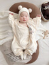 七樂(lè )豆嬰兒秋冬款法蘭絨連體衣服寶寶秋冬季保暖內衣打底小月齡冬裝睡衣 杏色 80cm 曬單實(shí)拍圖