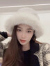 南木熊帽子女冬新款顯臉小加絨加厚保暖大頭圍毛茸茸漁夫帽新年圣誕禮物 毛絨絨帽【米白色】 曬單實(shí)拍圖