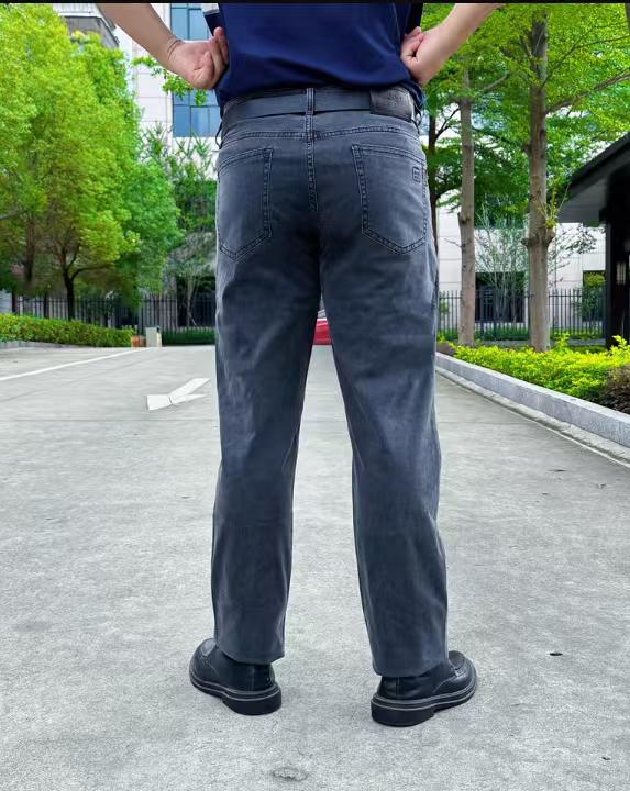JEEP SPIRIT吉普牛仔褲男士春秋冬季男褲高腰深檔商務(wù)休閑直筒褲寬松長(zhǎng)褲子男 黑灰-8021 42 碼【腰圍3.2尺】 曬單實(shí)拍圖
