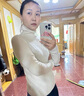 ERTN羊絨衫女100%山羊絨高領(lǐng)修身內搭堆堆領(lǐng)毛衣打底衫冬打底衫秋冬 白色（禮盒包裝+JD快遞） M 【95-105斤】 曬單實(shí)拍圖