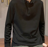 GLM長(cháng)袖t恤男春秋季翻領(lǐng)長(cháng)袖polo衫男簡(jiǎn)約運動(dòng)上衣打底衫男裝黑色3XL 曬單實(shí)拍圖