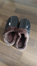 棉拖鞋男冬季中老年人室內家居鞋厚底防滑皮面防水加絨保暖拖鞋 黑色 42-43 【建議41-42的腳穿】 曬單實(shí)拍圖