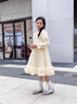 安妮優(yōu)兒（Anneyol）女童連衣裙小女孩春秋款蓬蓬裙2026新款童裝兒童春季穿搭公主裙子 香檳色春秋款 140 曬單實(shí)拍圖