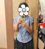 UR2025夏季新款女裝時(shí)尚撞色格紋收腰系帶開襟襯衫UYY250043 藍(lán)色格子 S 曬單實(shí)拍圖