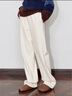 初語(yǔ)松緊腰簡(jiǎn)約直筒休閑褲女2024秋冬季新款運動(dòng)居家寬松顯瘦長(cháng)褲 奶白色 M 曬單實(shí)拍圖