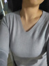 啄木鳥(niǎo)毛衫女純2025春秋新款V領(lǐng)毛衣寬松套頭長(cháng)袖含絨針織打底衫 灰色 2XL 曬單實(shí)拍圖
