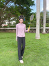 徽格兒（phigeer）秋季羽毛球服女運動(dòng)套裝新款寬松顯瘦闊腿褲網(wǎng)球服長(cháng)袖戶(hù)外跑步服 粉紫兩件套（黑褲） M 曬單實(shí)拍圖