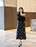 歌力思（ELLASSAY）2025秋季新款綿羊毛焦糖波爾卡圓點(diǎn)氣質(zhì)A字半身裙女EWE363Q03000 黑點(diǎn)陣圓點(diǎn) S 曬單實(shí)拍圖