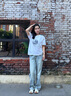 美麗衣櫥（BEAUTIFUL WARDROBE）復古做舊牛仔褲女秋季高腰顯瘦彎刀闊腿褲女寬松垂感鐮刀褲子女士 曬單實(shí)拍圖