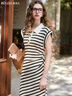 Olrain歐芮兒條紋連衣裙女夏季新款POLO領(lǐng)收腰針織背心裙子女 條紋 M 曬單實(shí)拍圖