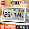 得力（deli）溫度計壁掛電子溫濕度計室內家用數顯高精度精準嬰兒房溫度表 白色 帶時(shí)間+日歷+體感 曬單實(shí)拍圖