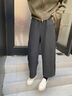 棠暖藏藍色毛呢氣球褲女秋冬加絨加厚2025新款休閑小個(gè)子哈倫蘿卜褲子 深灰色加絨 S 90-105斤 曬單實(shí)拍圖