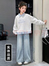 兜兜王國女童套裝中大兒童春秋季2026新款女孩秋裝童裝兩件套運動(dòng)休閑衣服 灰色【上衣+牛仔褲】 170 【建議身高160cm-170cm】 曬單實(shí)拍圖