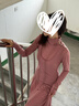 朵朵·可可100%綿羊毛 彈力針織 半透打底衫 打底裙多件疊穿單品 暗粉【裙子】【微透】 S (155) 曬單實(shí)拍圖