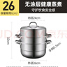 炊大皇304不銹鋼雙層蒸鍋家用復合底湯鍋蒸饅頭包子可視可立高拱蓋26cm 曬單實(shí)拍圖