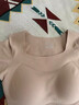貓人（MiiOW）帶胸墊短袖塑形保暖內衣女上衣可外穿隱形無(wú)痕內搭背心打底美膚衣 粉底液膚-短袖款 【免穿文胸 塑形顯瘦】 M (推薦體重：80-100斤) 曬單實(shí)拍圖
