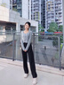 燦圖高腰窄版休閑褲子女春秋季寬松潮流顯瘦韓系香蕉褲闊腿直筒長(cháng)衛褲 黑色 L 【建議110-120斤】 曬單實(shí)拍圖
