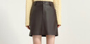 詩(shī)凡黎（‘S EIFINI）【孟子義同款】A字遮胯PU皮質(zhì)短裙高腰顯瘦設計感小個(gè)子甜酷半裙 咖啡色 L 曬單實(shí)拍圖