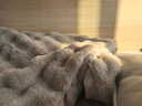 AILUKI法國高端加絨加厚水貂絨毛毯被冬天保暖毯子沙發(fā)蓋毯學(xué)生宿舍單人 可可慕莎-金棕葉 【輕奢水貂絨 星級品質(zhì)】 150cm*200cm 【單人毯】 曬單實(shí)拍圖