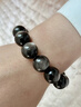 雅薇妮天然銀曜石手串雙貓眼黑曜石女男款手鏈招財護身轉運禮物情侶 【7A收藏級】天然銀曜石手鏈約14mm 曬單實(shí)拍圖