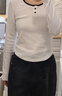 森馬（Semir）長(cháng)袖T恤女短款撞色打底衫簡(jiǎn)約風(fēng)秋季假兩件修身衣服101524101005 曬單實(shí)拍圖