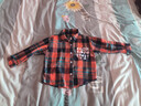 迪士尼（Disney）男童襯衫外套春秋兒童春款2025年秋裝新款男孩純棉格子襯衣長(cháng)袖潮 純100棉新l品款橘色印花【格子衫】 純100棉新l品款110碼：適合身100 曬單實(shí)拍圖