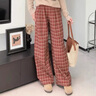 西町村屋休閑直筒褲女裝2025秋季新款寬松格子韓系褲子X(jué)HAC10346 紅色 均碼 曬單實(shí)拍圖