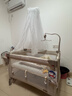 Trimigo嬰兒床多功能床拼接折疊寶寶睡床新生兒尿布臺圍欄游戲嬰兒搖搖床 【拾光·臻享】多功能嬰兒床 【蚊帳+尿布臺+床墊+置物籃+床鈴】 曬單實(shí)拍圖