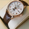 金仕盾（JIN SHI DUN）瑞士認證品牌手表男機械表全自動多功能男士手表潮流時尚商務腕表 金仕盾-8909-棕皮玫殼白面 曬單實拍圖